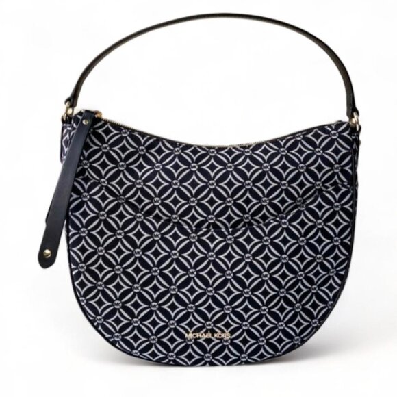 NWT - MICHAEL KORS Dover Large Half Moon Shoulder BLACK/GRAY - Picture 1 of 3